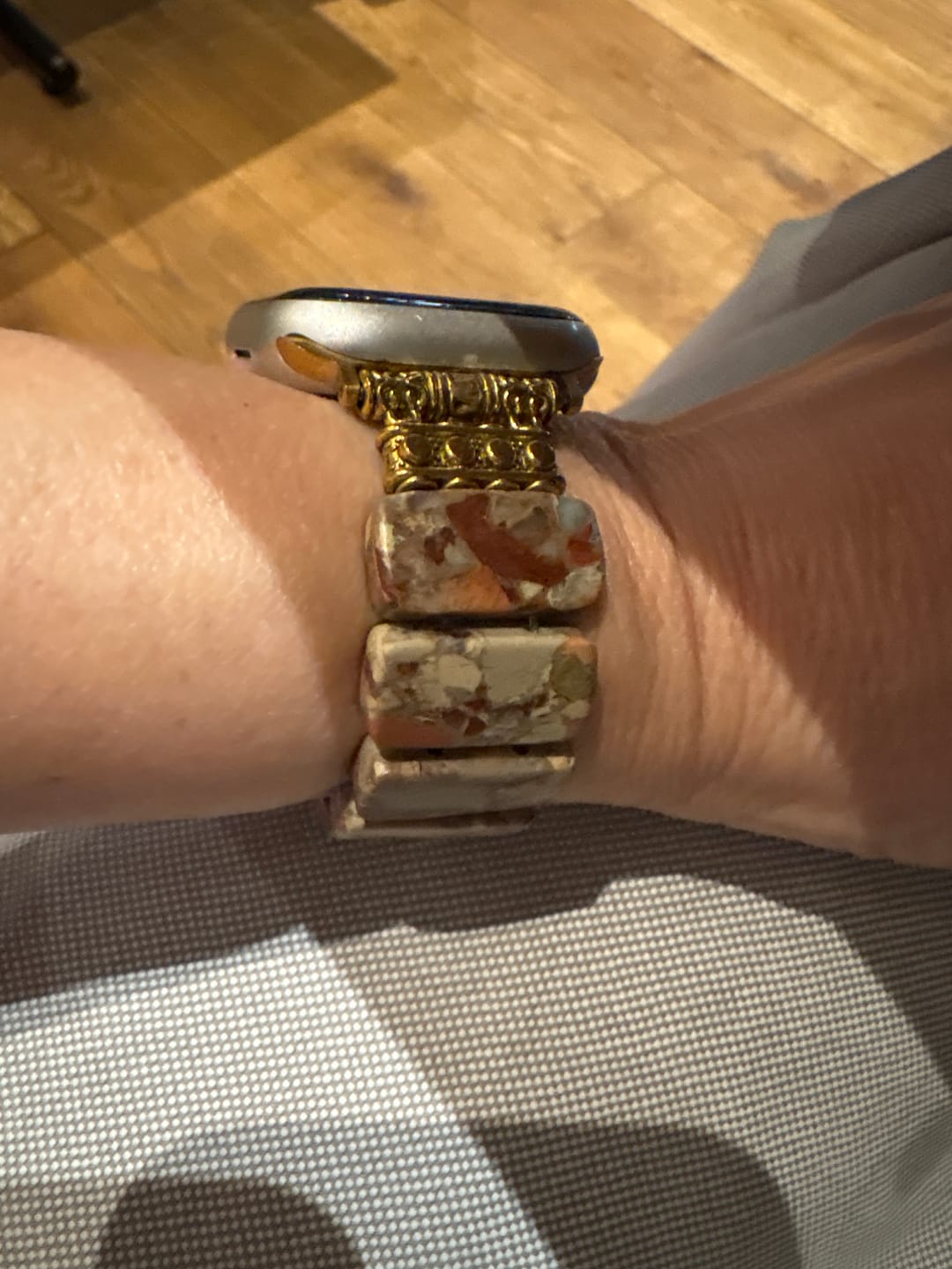 Customer photo review of Earth Tibetan Jasper Stretch Apple Watch Strap