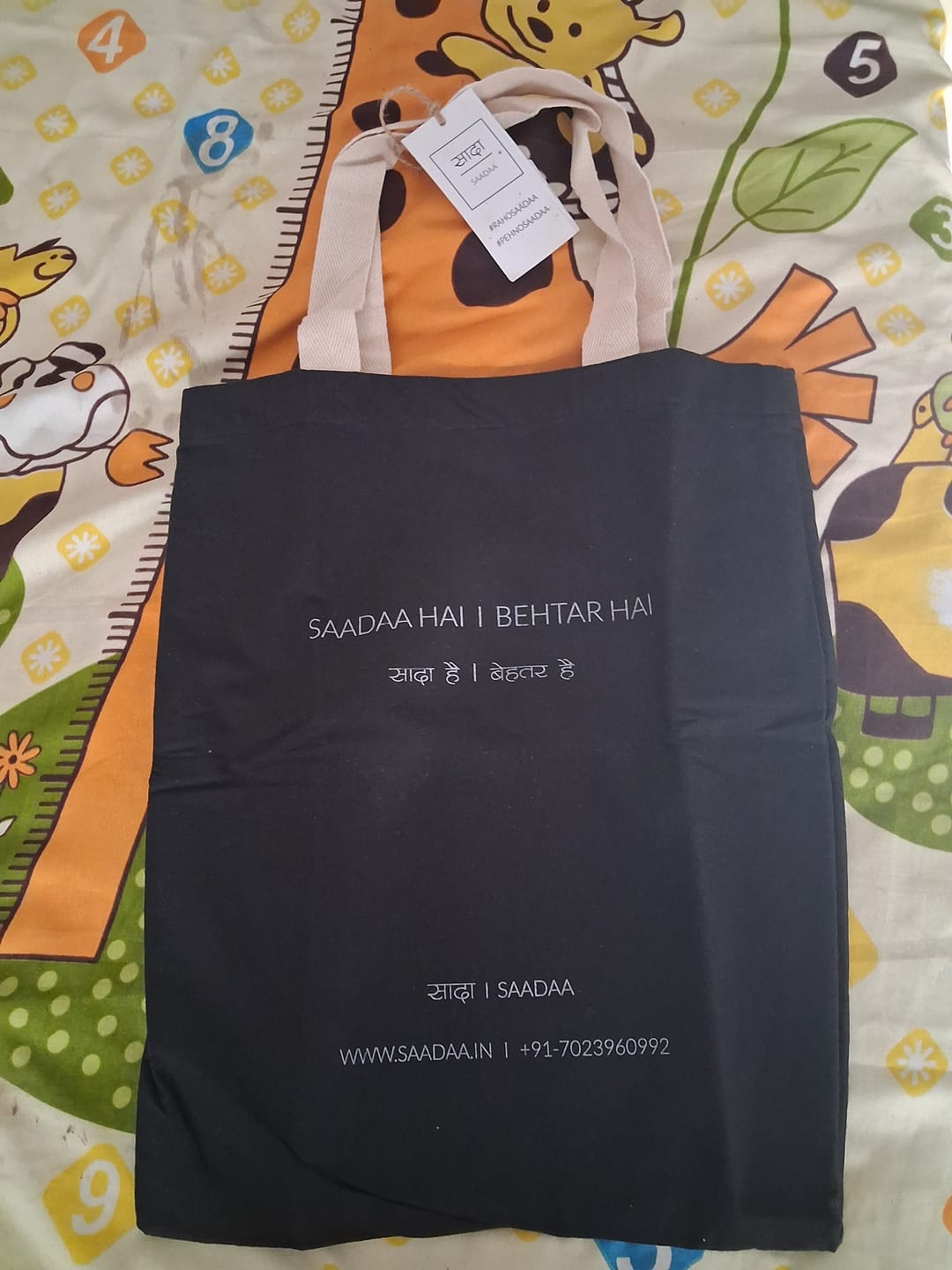 Customer photo review of Black Cotton Tote Bag