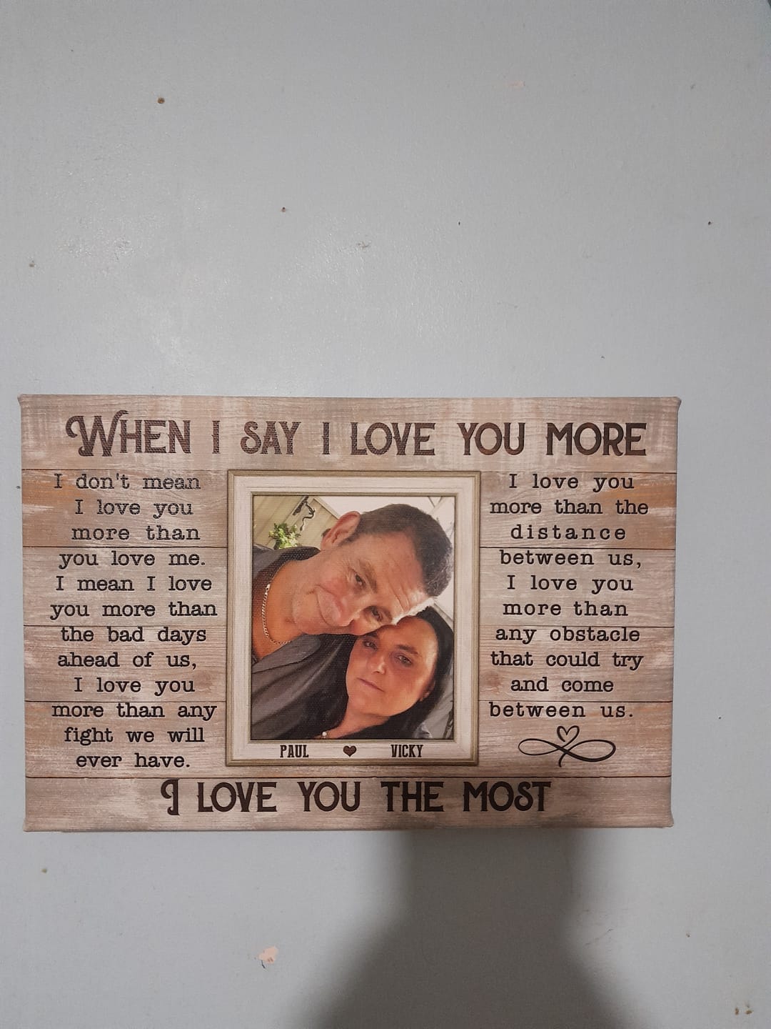 Customer photo review of Personalized Canvas Prints, Custom Photos, Loving Gift For Couple, Couple Gift, Anniversary Gift, When I Say I Love You More Dem Canvas