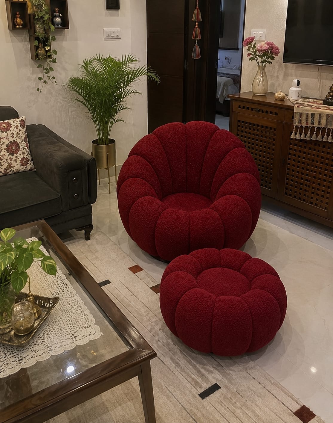 Customer photo review of Modern 360° Rotating Lounge Chair with Footstool | Premium Upholstered Accent Chair