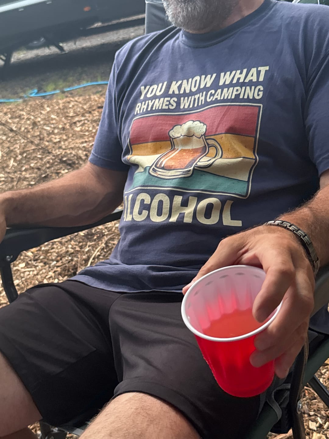 Customer photo review of Camping Rhymes With Alcohol T-Shirt