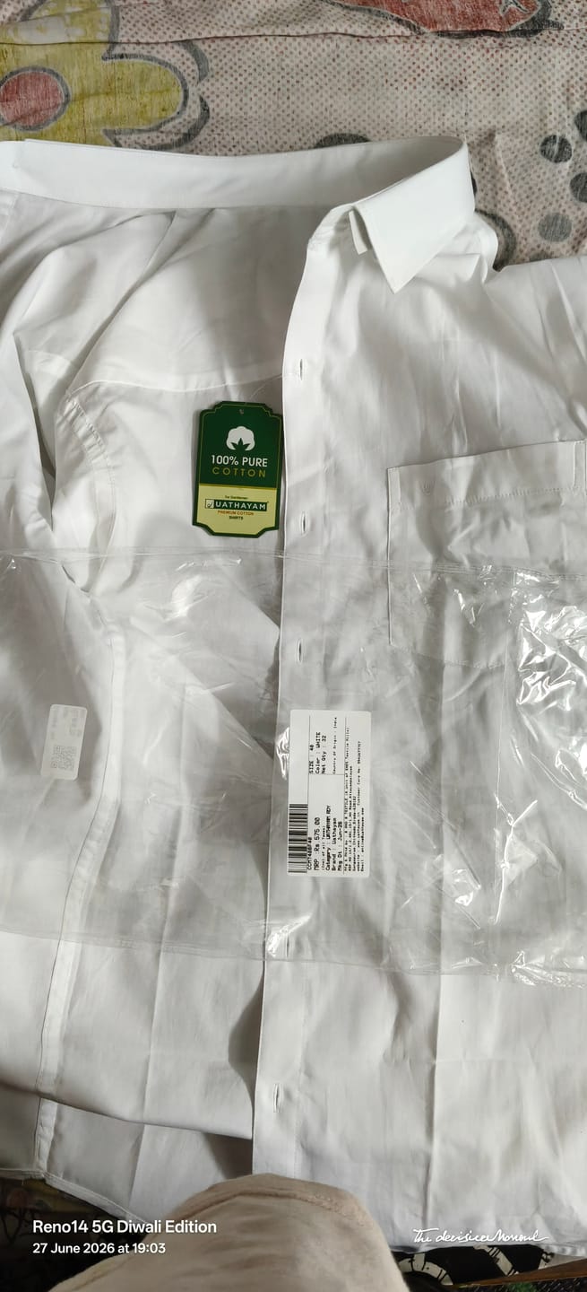 Customer photo review of Delight Cotton Solid Regular Fit White Trending Formal Shirt for Men