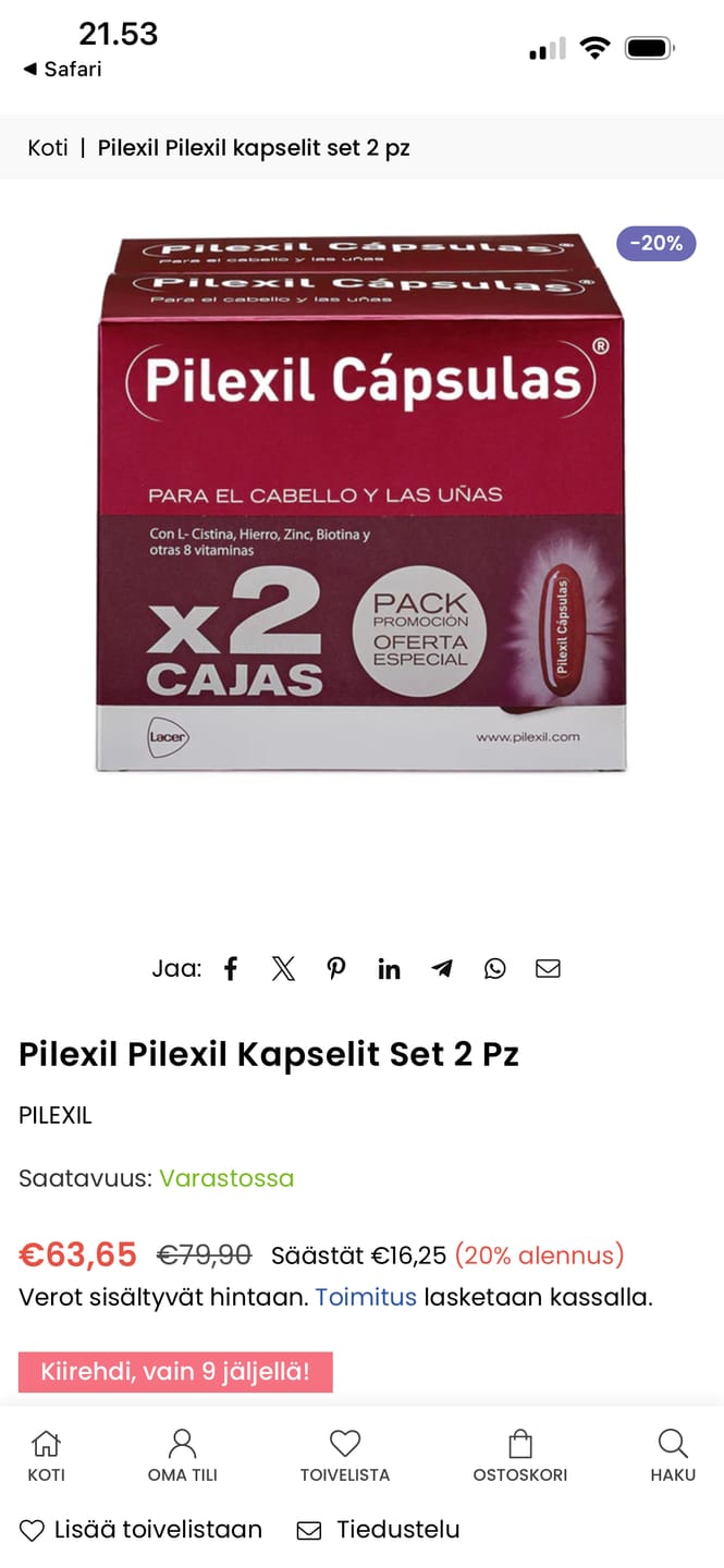 Customer photo review of Pilexil Pilexil kapselit set 2 pz