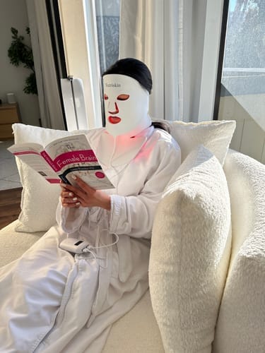 Customer photo review of Nutriskin Silicone LED Face Mask - Red Light Therapy for Wrinkles + FREE Neck & Décolleté Mask ($399 Value)