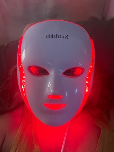 Customer photo review of Nutriskin LED Face Mask - Red Light Therapy for Wrinkles + FREE Neck Mask ($169 Value)