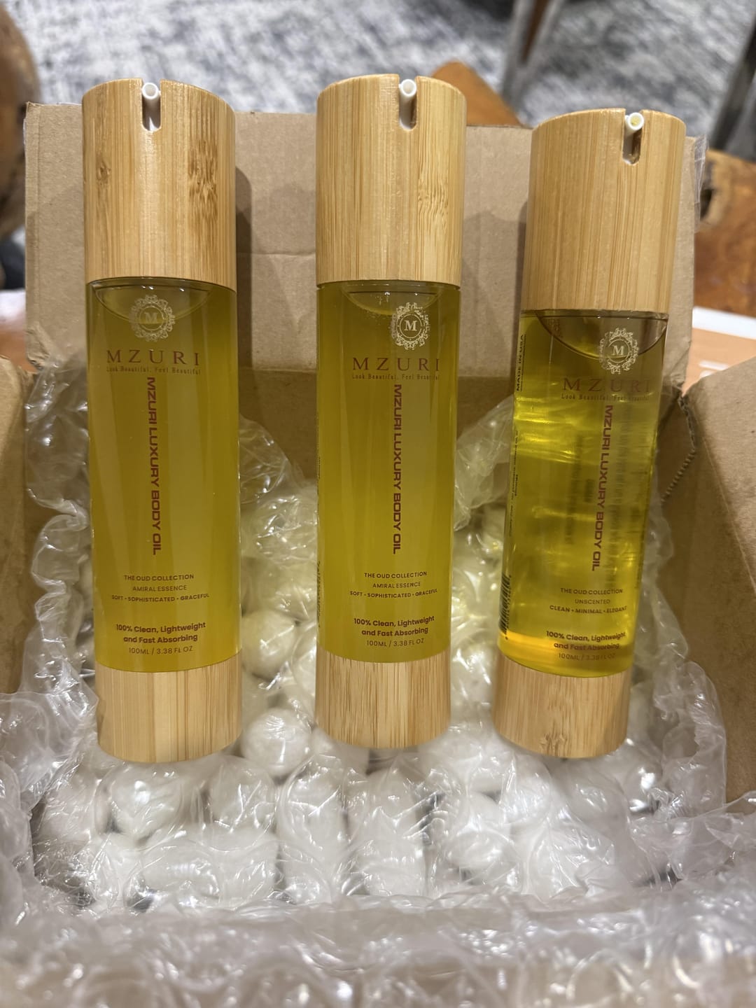 Customer photo review of Mzuri Luxury Body oil bundles