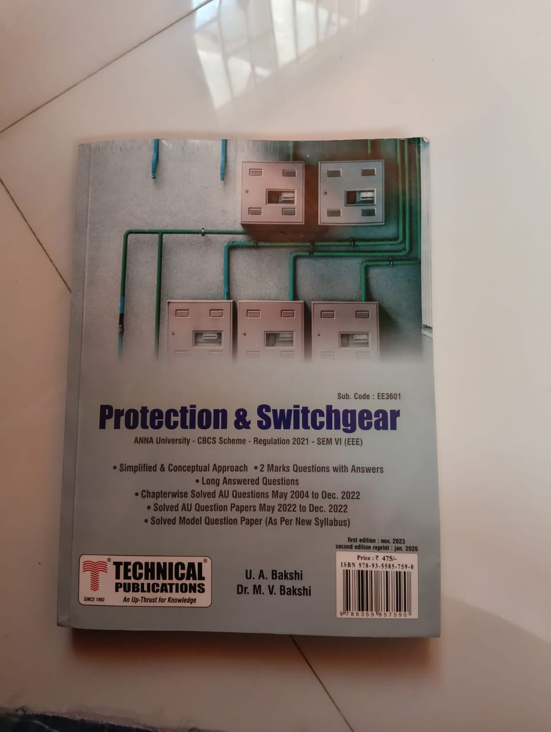 Customer photo review of Protection and Switchgear for BE Anna University R21 CBCS (VI - EEE - EE3601)