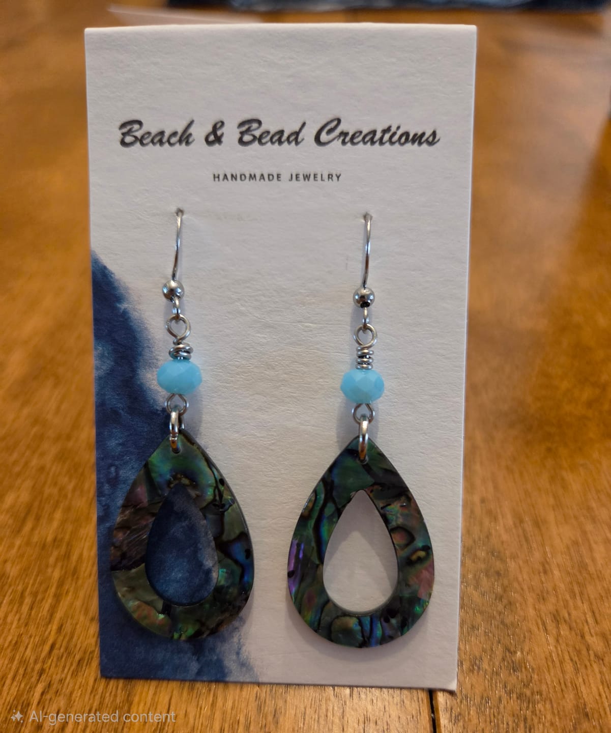 Customer photo review of 4pcs Natural Abalone Shell Pendant, Oval/Teardrop/Diamond shape top drilled, 1mm hole