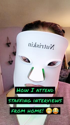 Customer photo review of Nutriskin Silicone LED Face Mask - Red Light Therapy for Wrinkles + FREE Neck & Décolleté Mask ($399 Value)