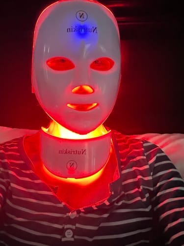 Customer photo review of Nutriskin LED Face Mask - Red Light Therapy for Wrinkles + FREE Neck Mask ($169 Value)