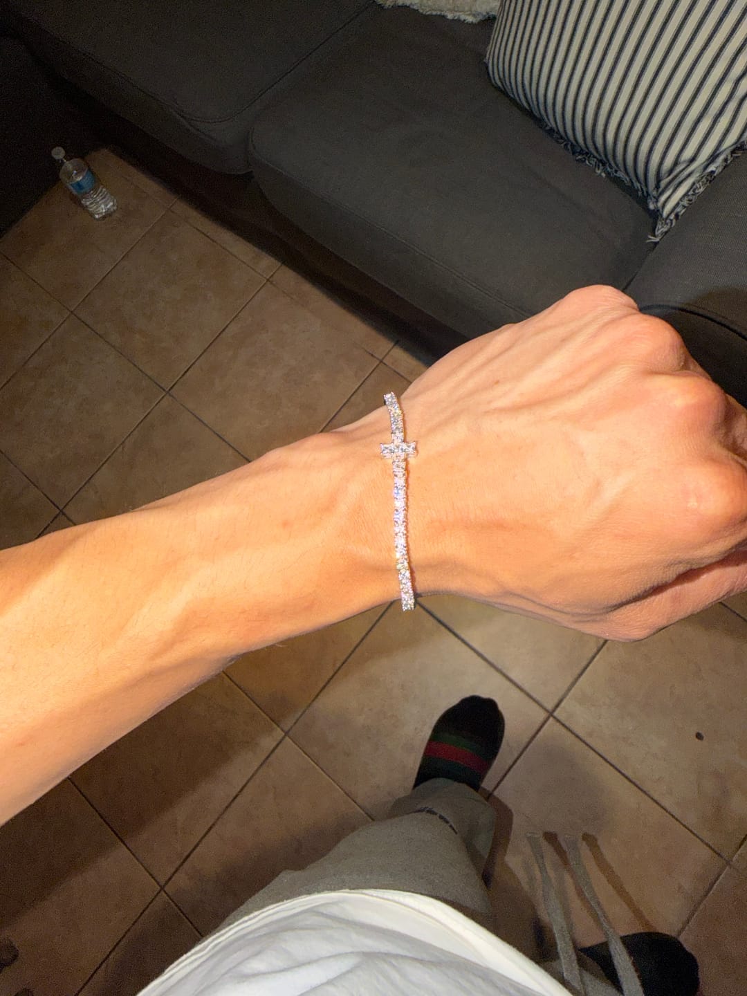 Customer photo review of 3MM Moissanite Tennis Cross Bracelet - Silver - D Color - IF