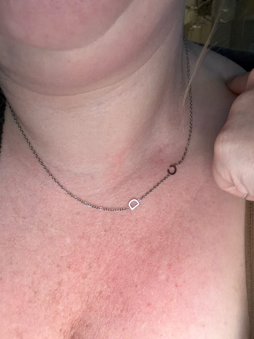 Customer photo review of Personalized Sideway Initial Necklace 18K Best Seller