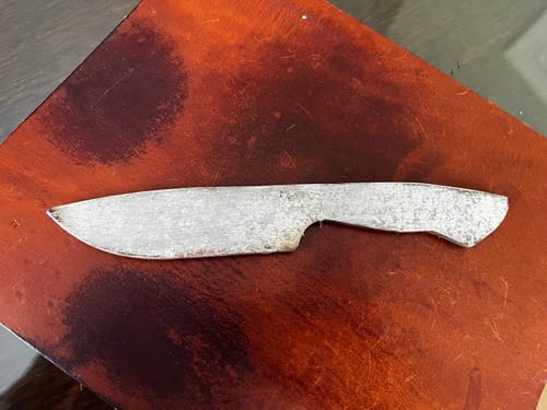 Customer's first knife profiled using a 36-grit ceramic sanding belt from the assortment kit.