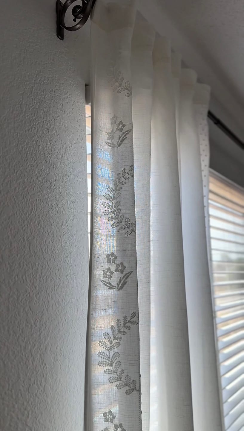 Customer photo review of Embroidered Vine Floral Linen Curtains