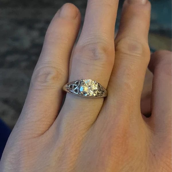 Customer photo review of Dainty Celtic Engagement Ring IGI Certified Round Lab Grown Diamond Wedding Ring