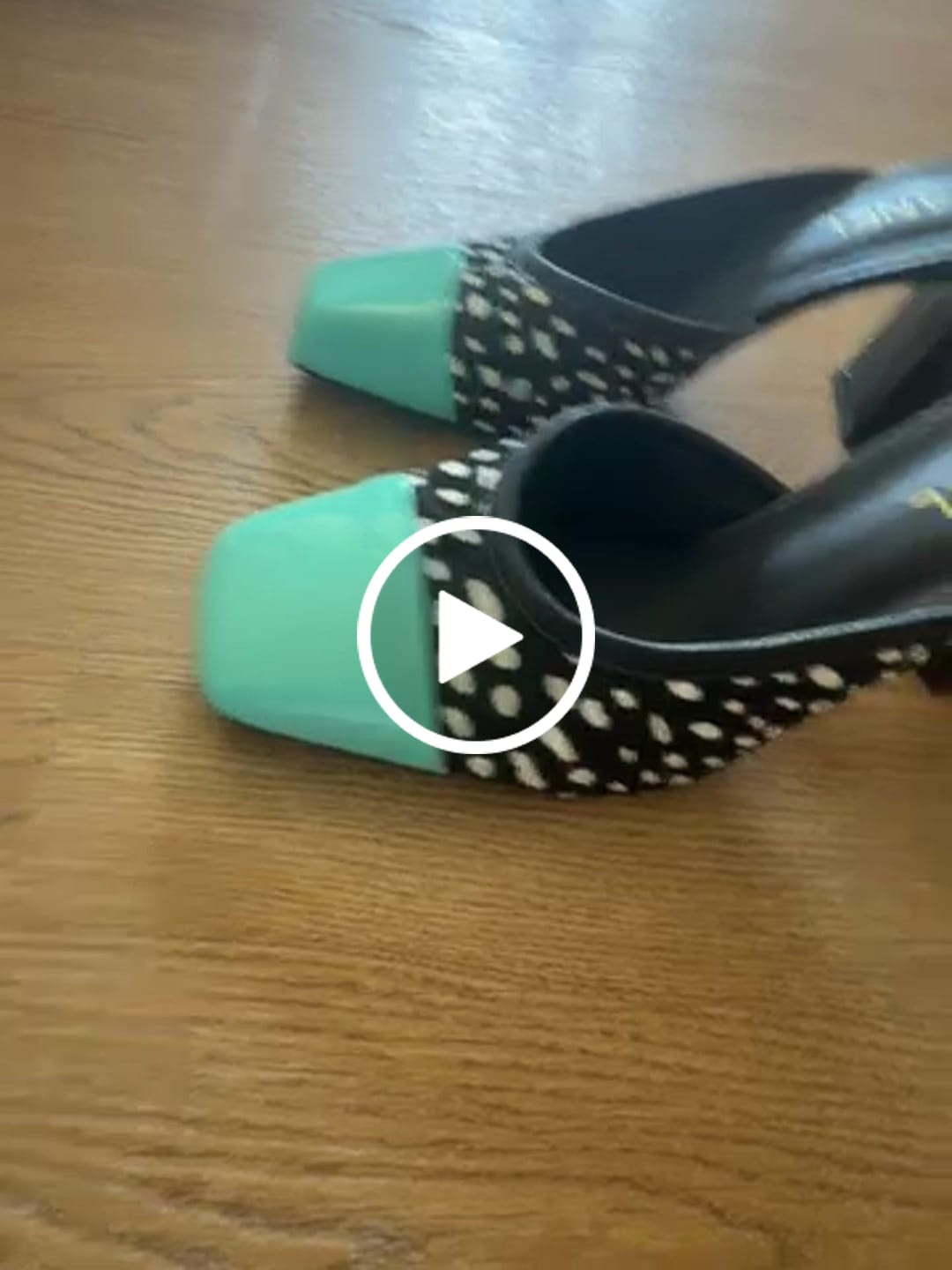 Customer video review of CC 2026 Mary Jane Mule 70 Black Blue Patent Leather 700433