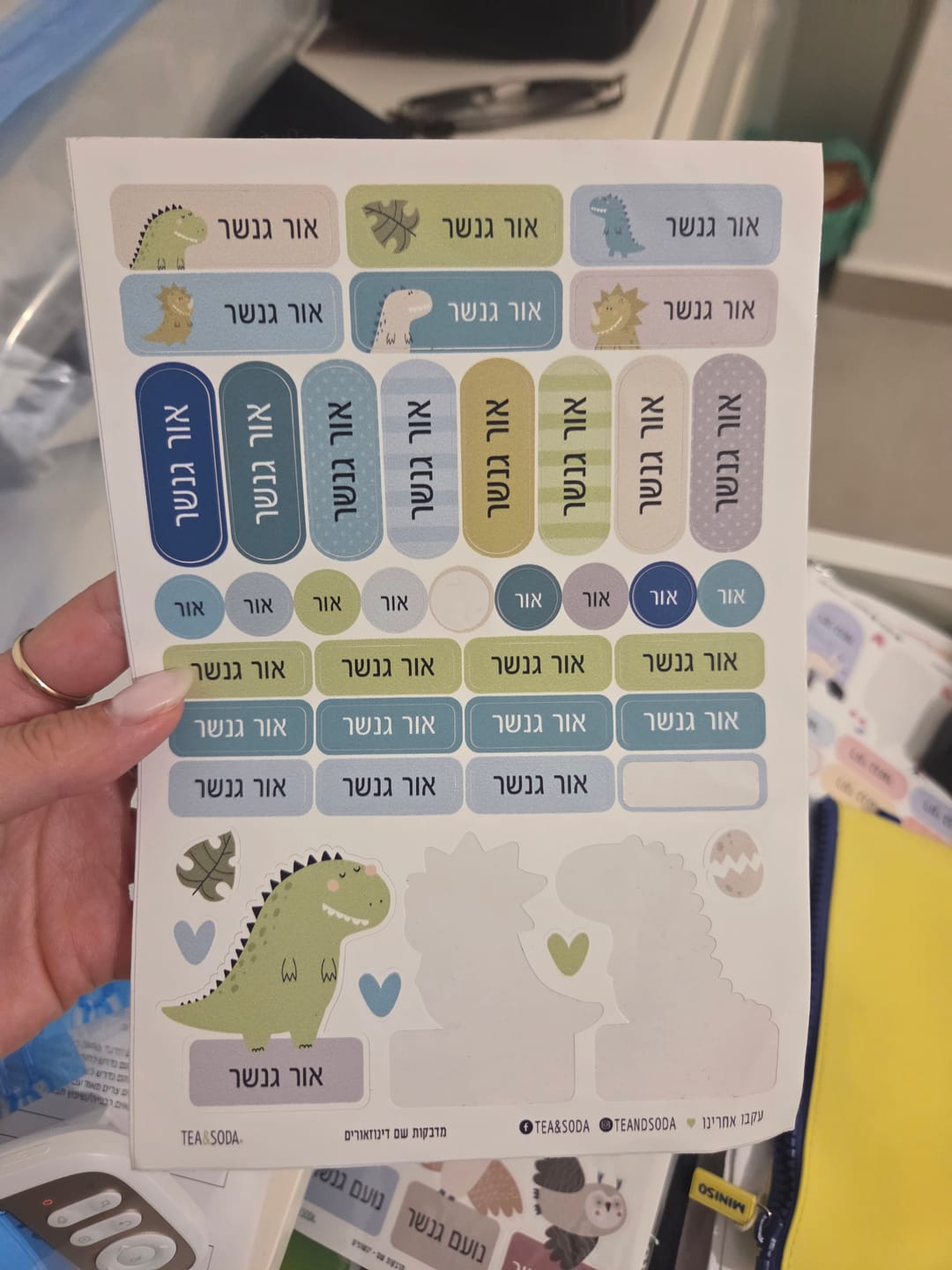 Customer photo review of מדבקות שם דינוזאורים
