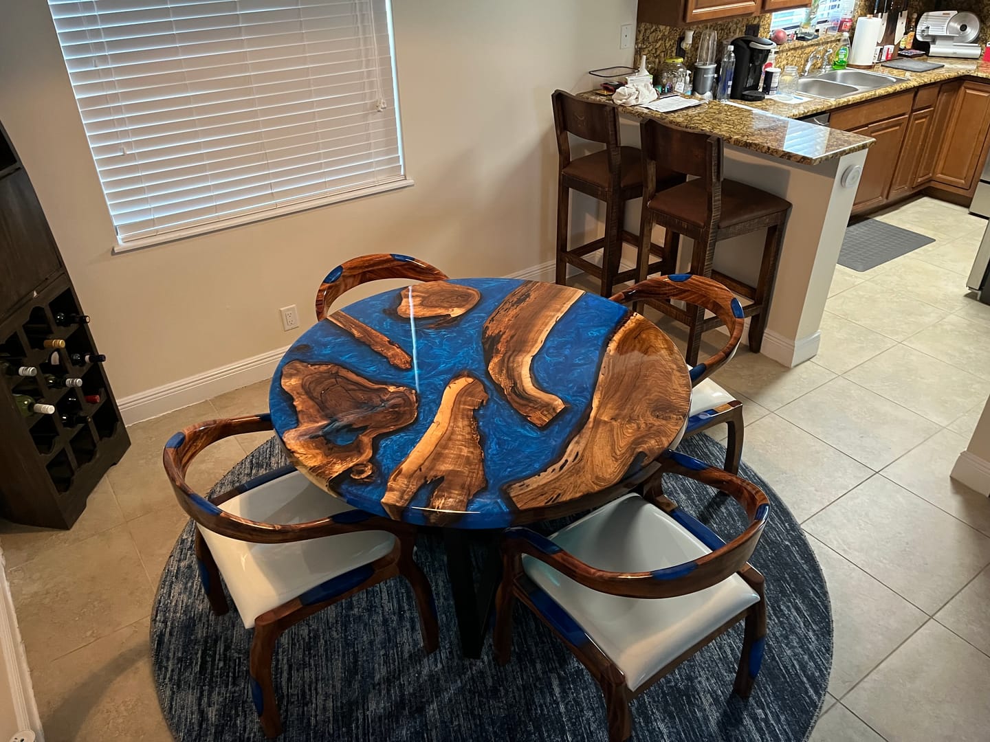 Customer photo review of Seawavetable Ocean Inlay Wood Accent Chair