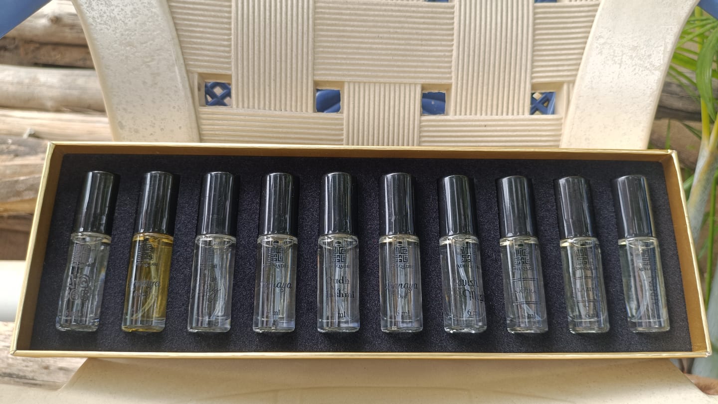 Customer photo review of Perfume Sample Discovery Set – 10 Mini Perfume Sprays (6ml Each)