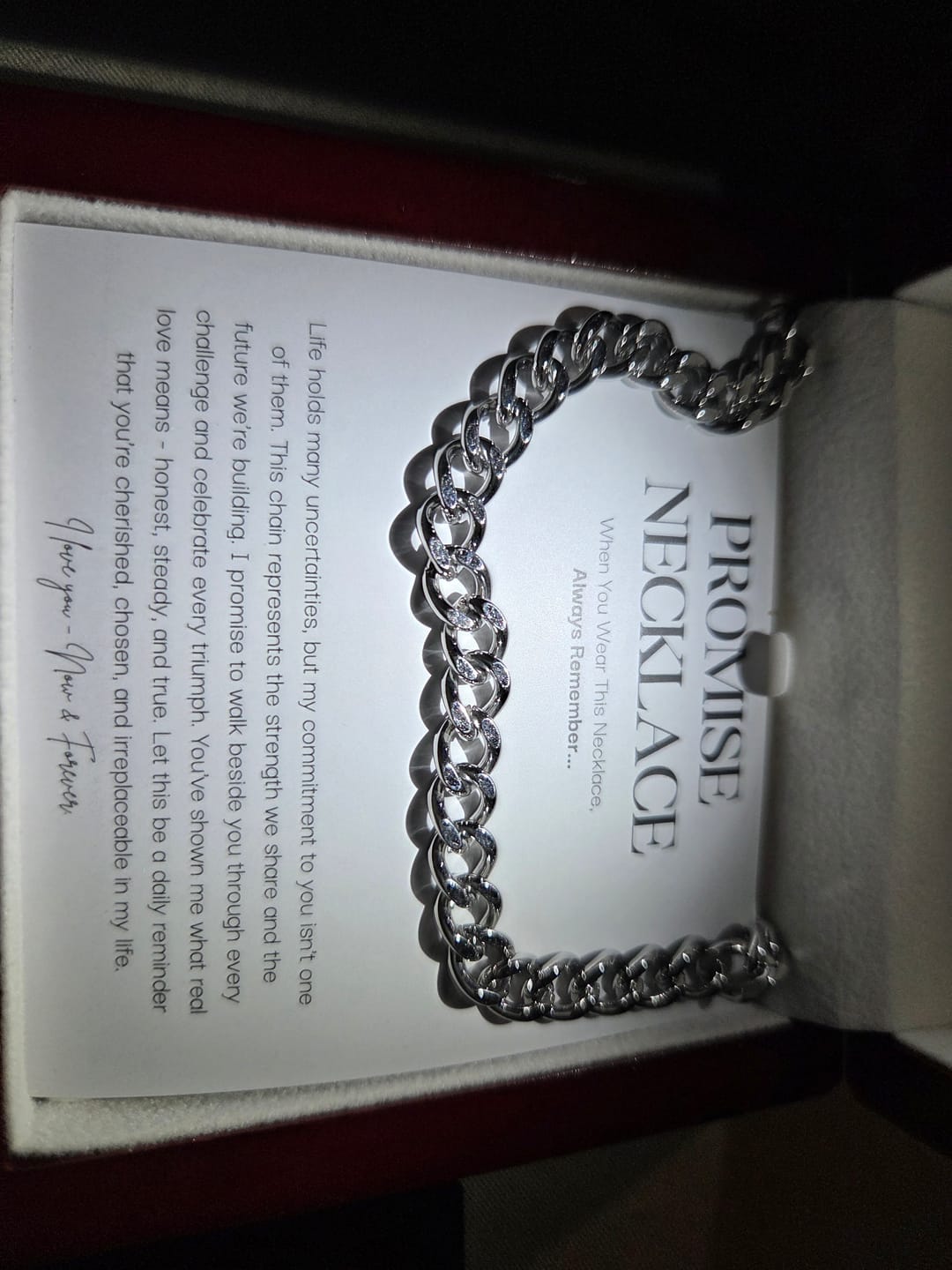 Customer photo review of Sterling Silver Promise Necklace