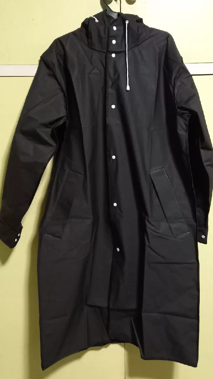 Customer photo review of Long Waterproof Men's Rain Jacket with Hood - Titan