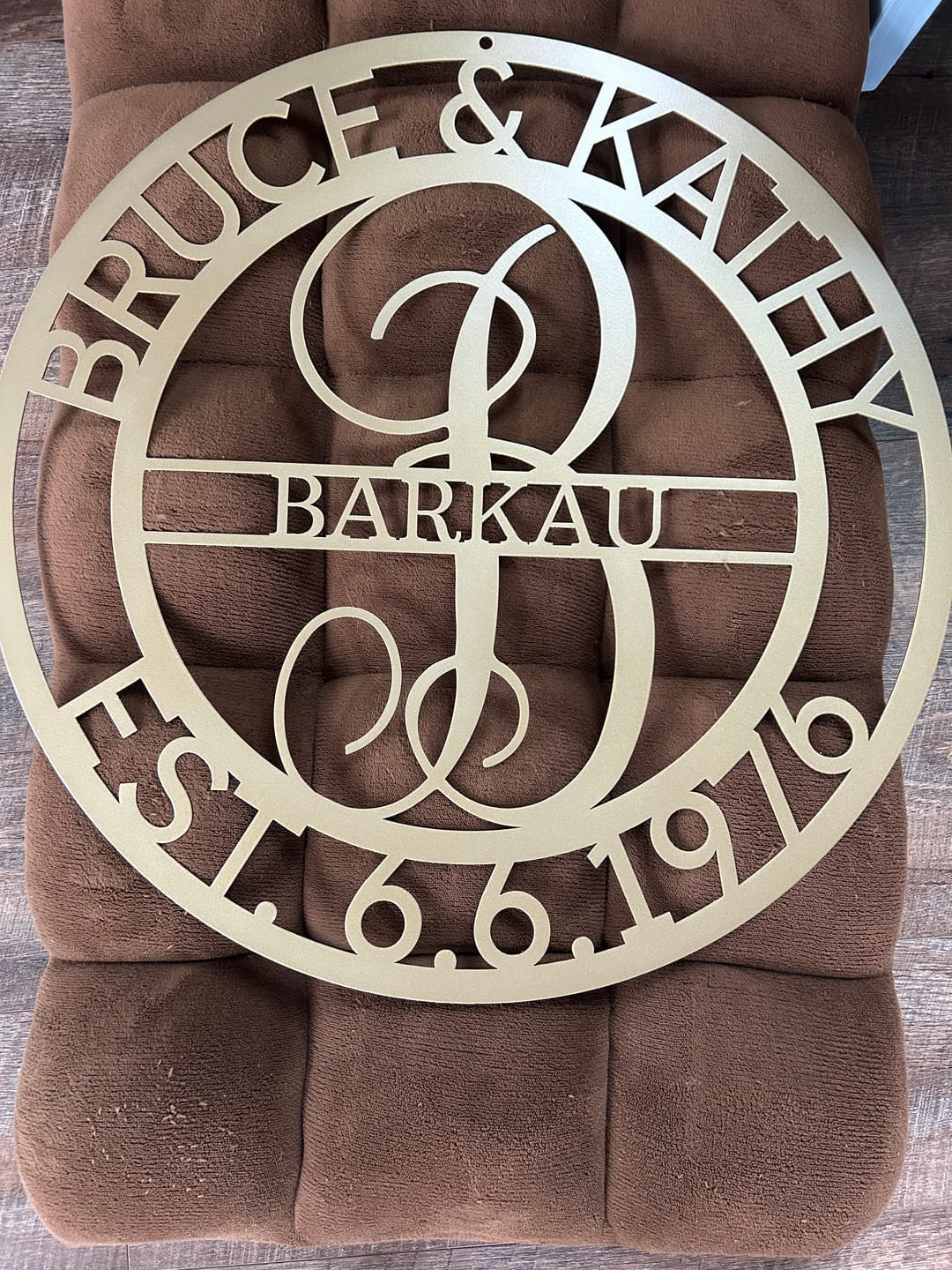 Customer photo review of Elaborate Name - Steel Sign