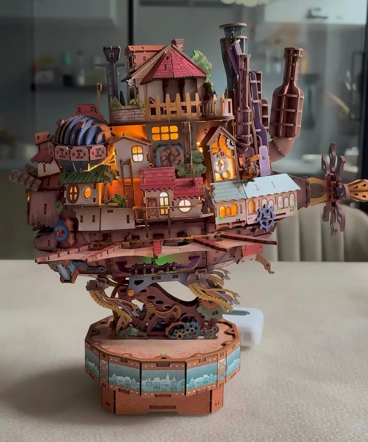 Customer photo review of Motorized Walking Castle Mechanical 3D Wooden Puzzle Kit