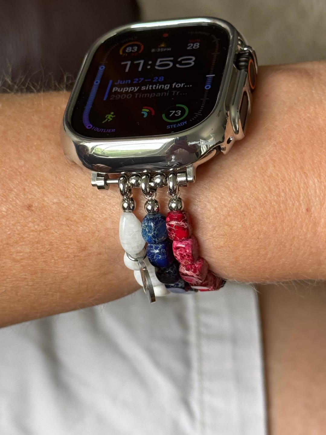 Customer photo review of Independence Flame Stretch Apple Watch Strap