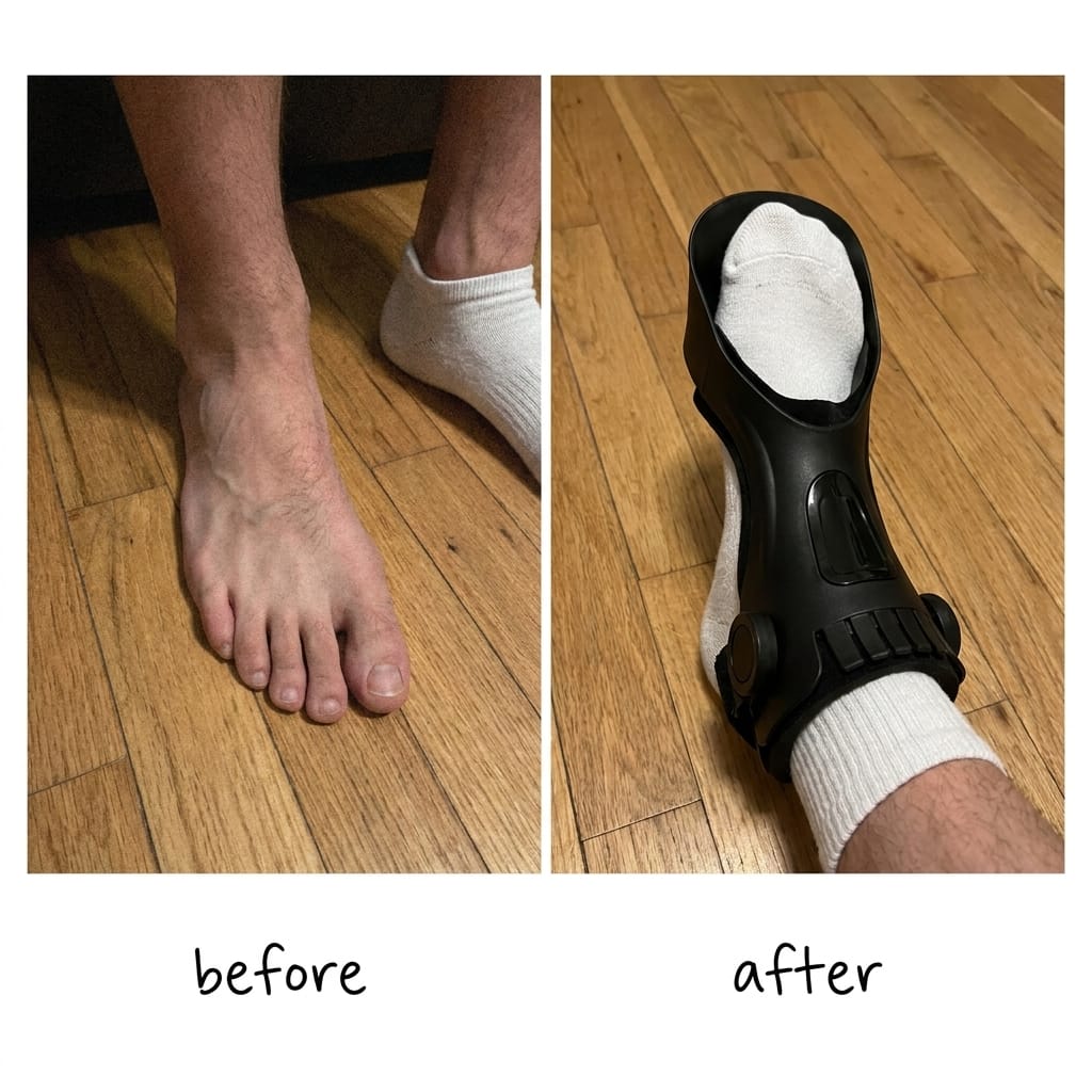 Customer photo review of Stride AFO Brace — Foot Drop Support