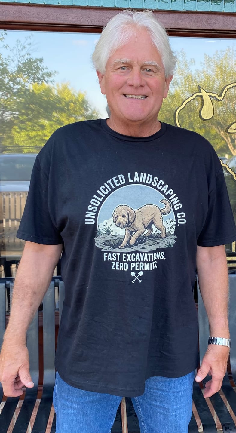 Customer photo review of Unsolicited Landscaping Shirt