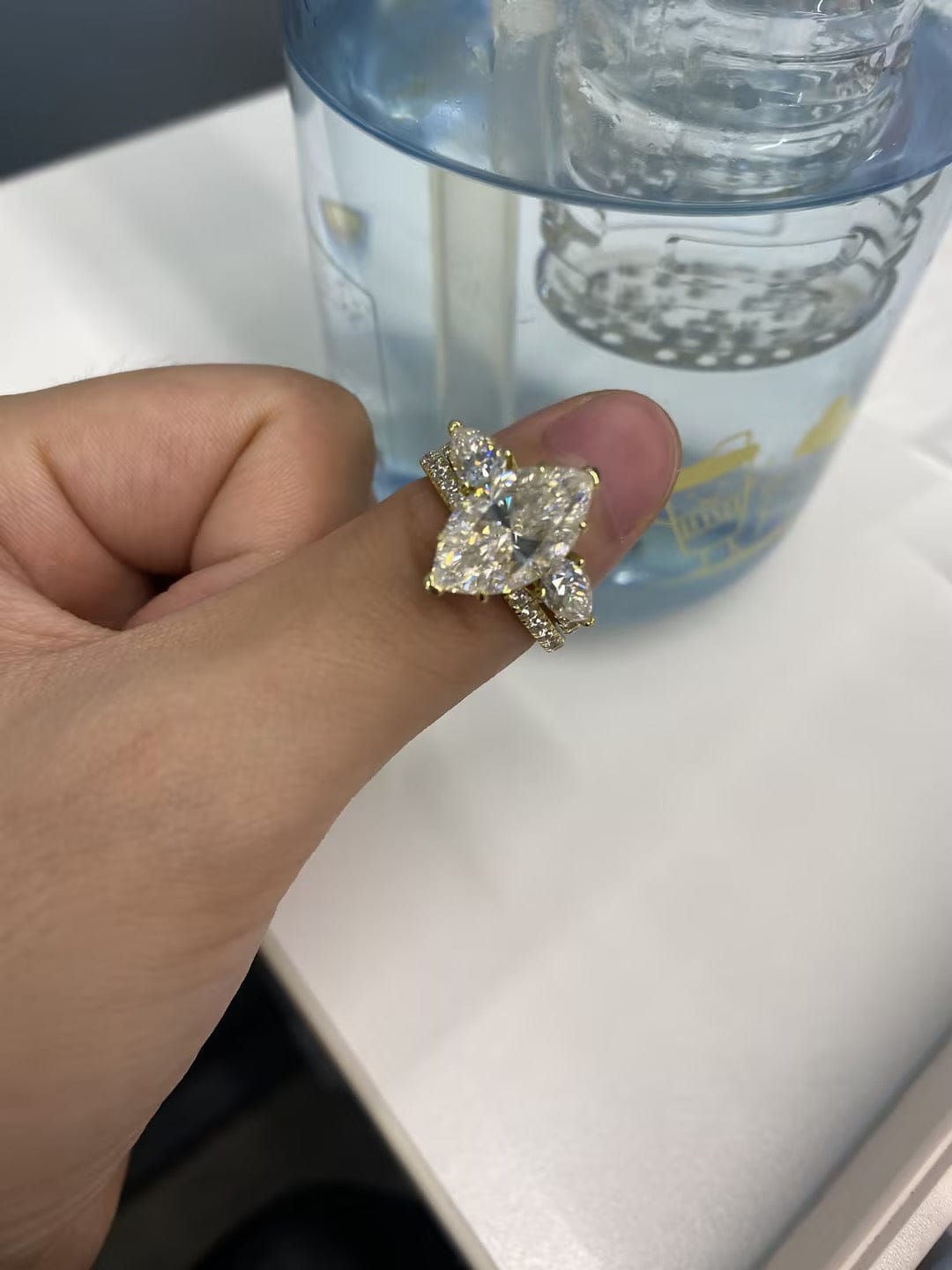 Customer photo review of S925 4.0Ct Marquise Cut Insert Wedding Ring Set For Women Stackable Ring Set In Sterling Silver