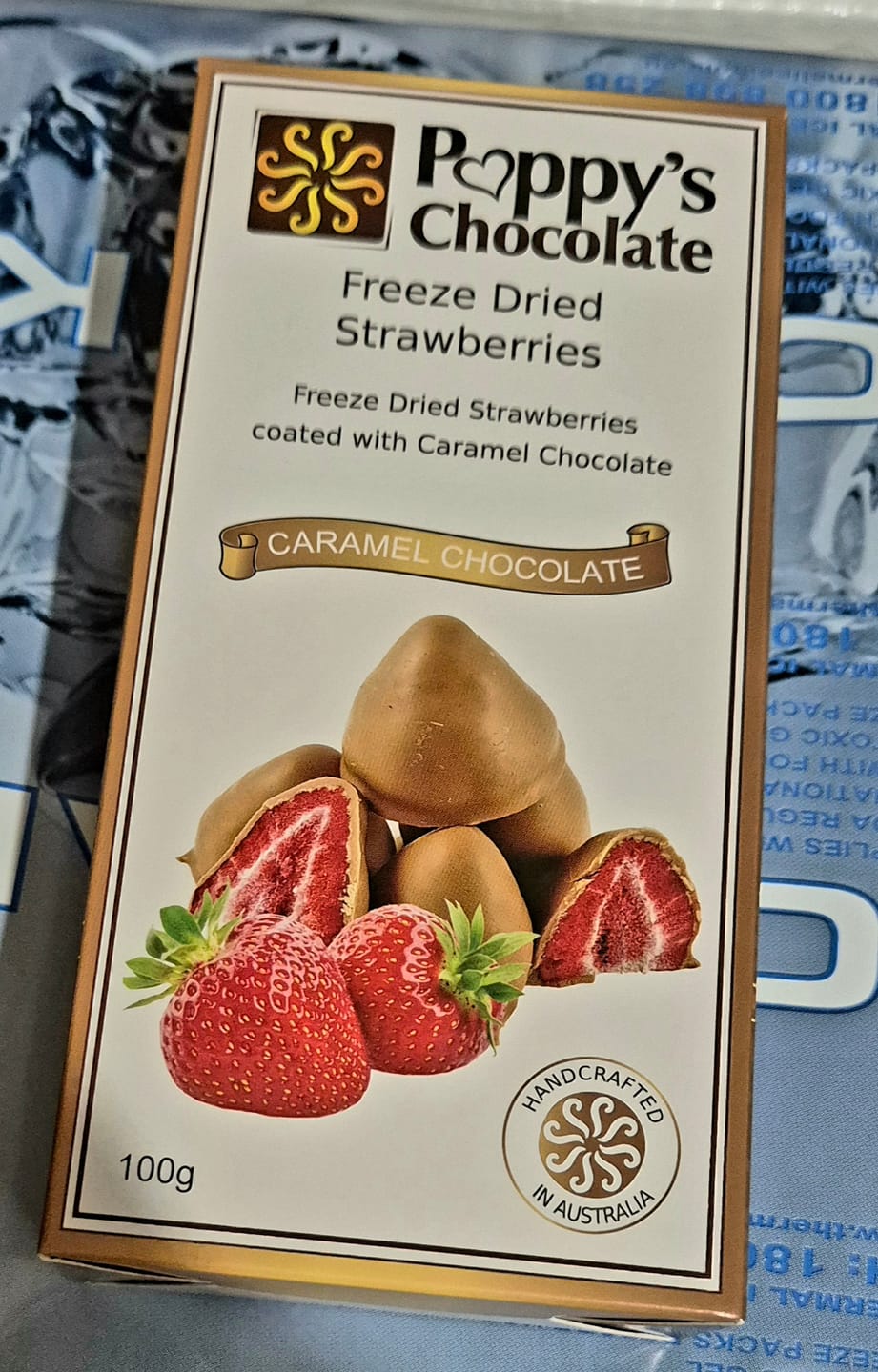 Customer photo review of Caramel Chocolate Coated Freeze Dried Strawberries 100g
