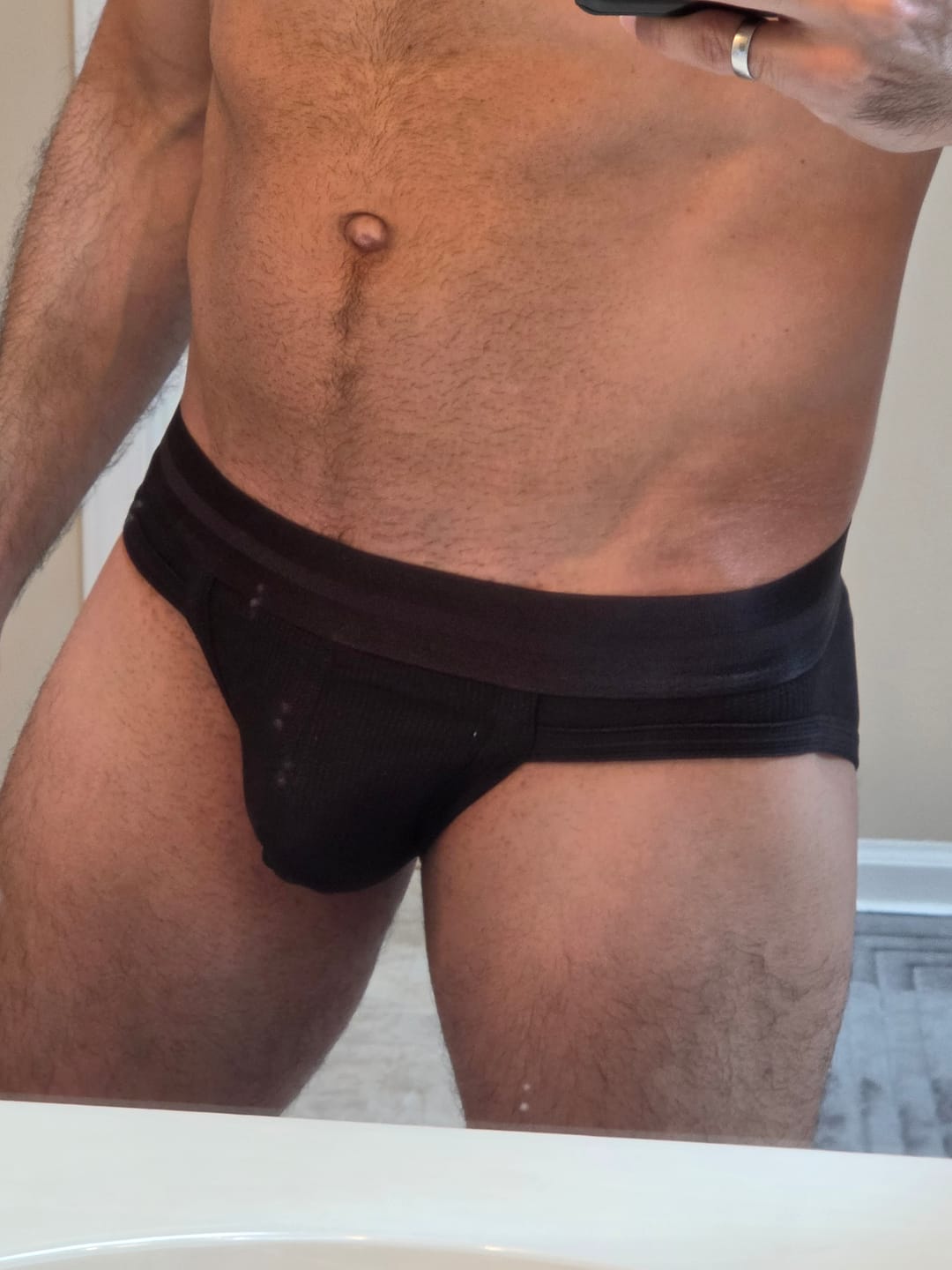 Customer photo review of 3 Pack Men's Soft Cotton Blend Waffle Briefs with Separate Pouch and High-Leg Cut