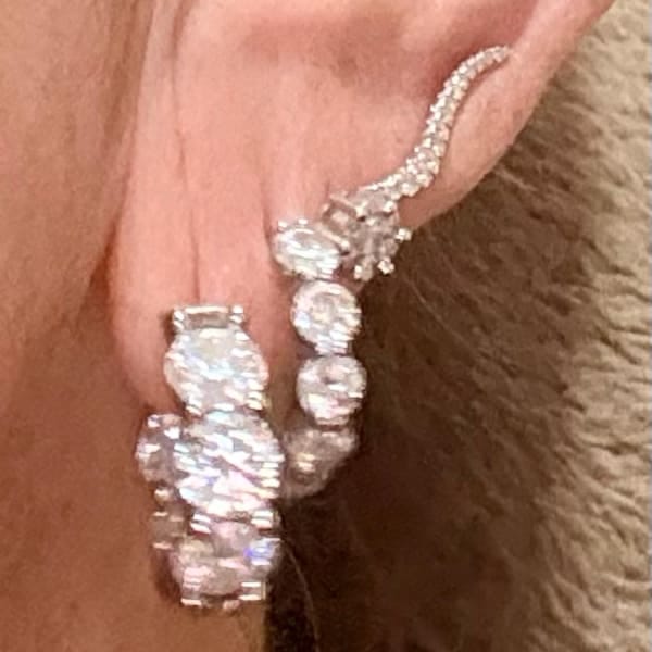 Customer photo review of Clara Oversized 8.00 CTW Moissanite Hoops