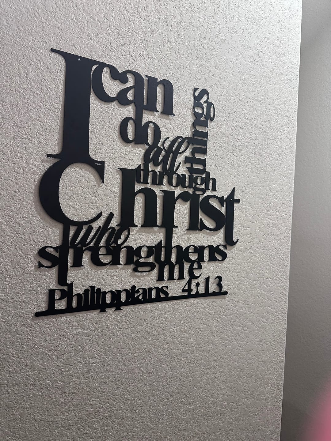 Customer photo review of Christianartworkshop Philippians 4:13 I Can Do All Things Metal Wall Decor: Christ’s Strength for Your Walls