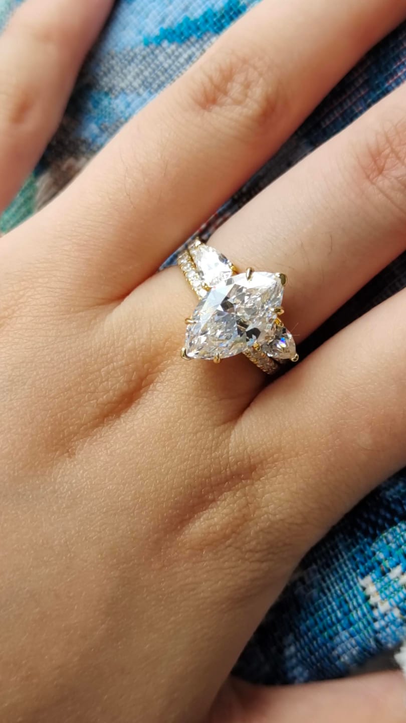 Customer photo review of S925 4.0Ct Marquise Cut Insert Wedding Ring Set For Women Stackable Ring Set In Sterling Silver