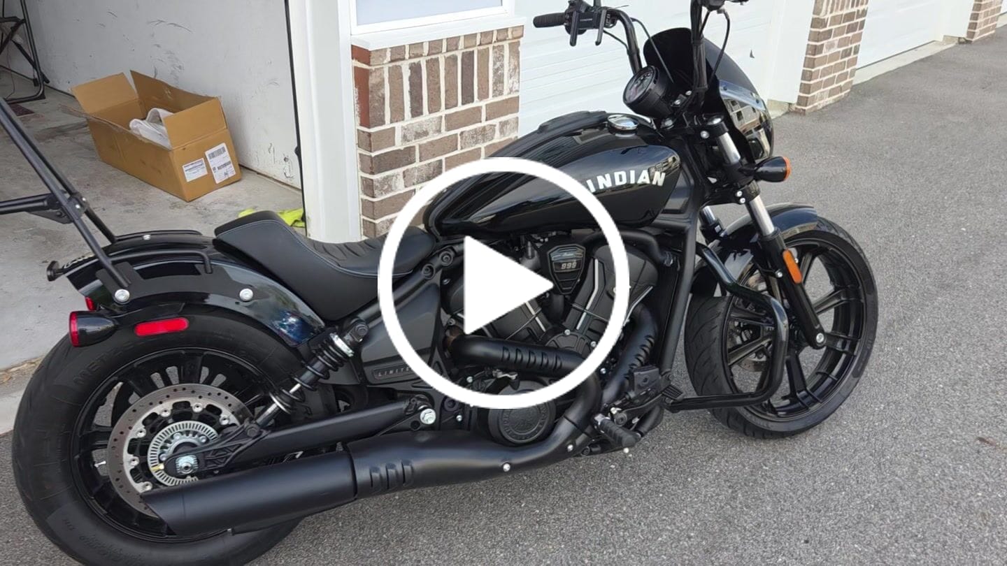 Customer video review of Iron Born Blade 25" Sissy Bar with Foldable Luggage Rack for 2025+ Indian Scout Sixty Bobber Matte Black