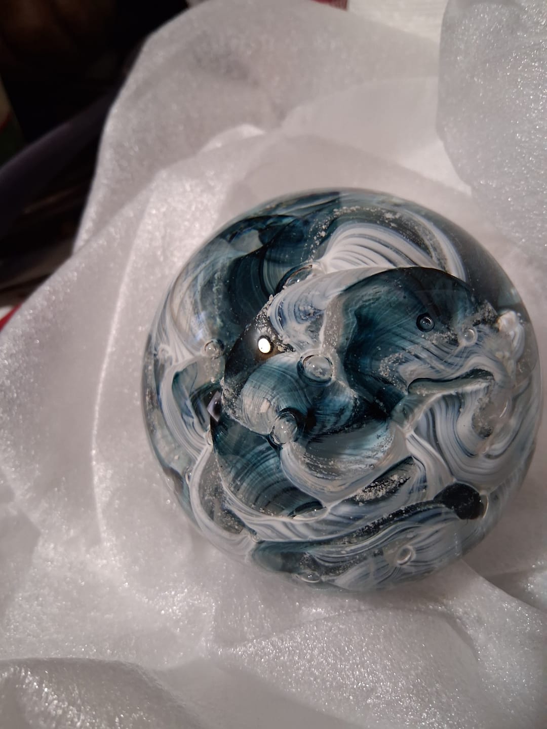 Customer photo review of Cotton Candy Orb with Infused Cremation Ashes