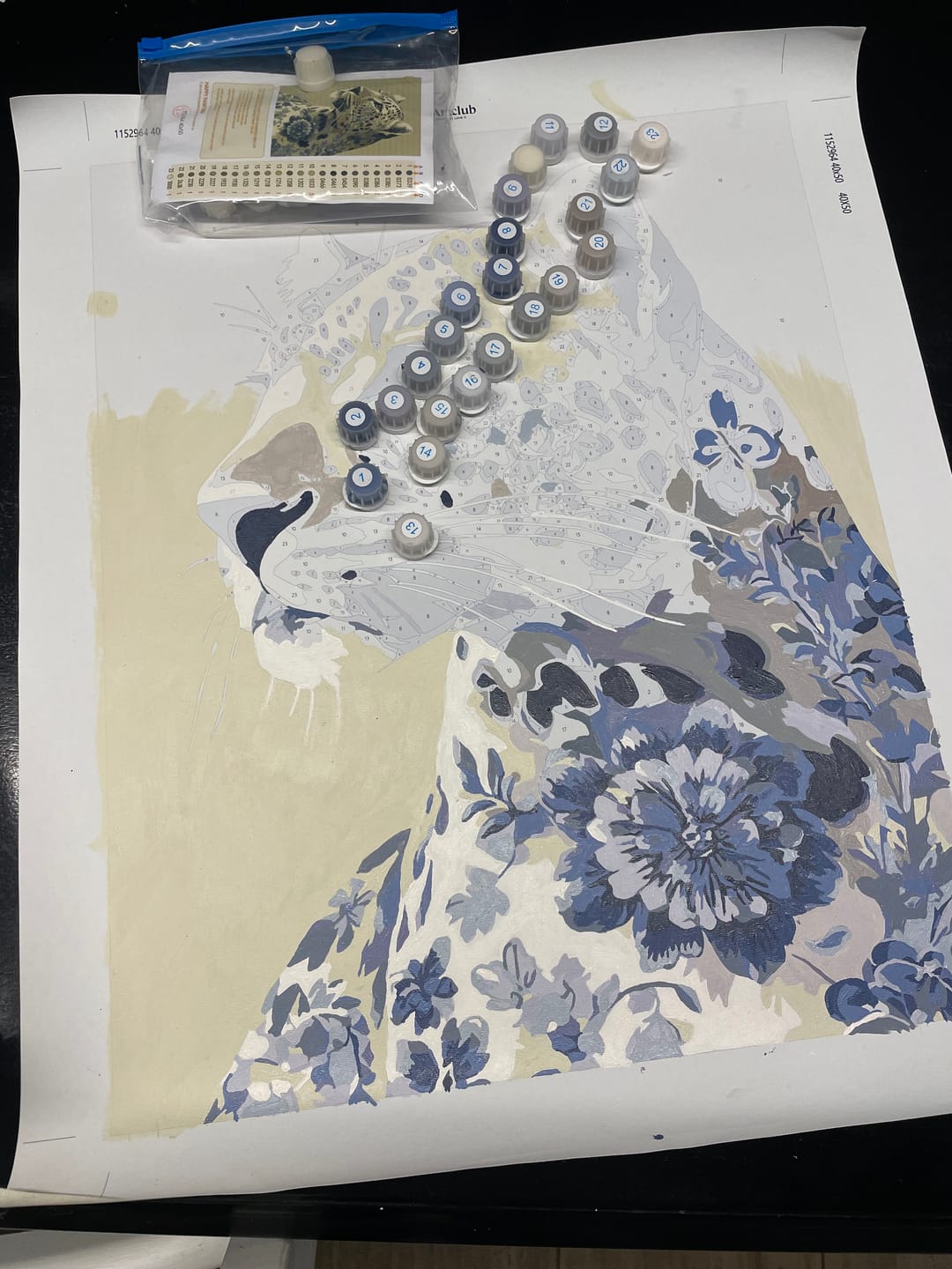 Customer photo review of Delft Blue Leopard | Paint by Number
