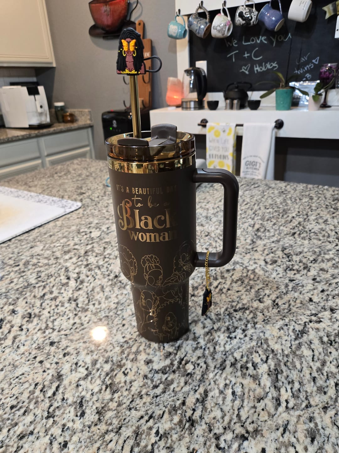 Customer photo review of "Brown Sugar" FlowSip™ Insulated Tumbler – It's a Beautiful Day to Be a Black Woman
