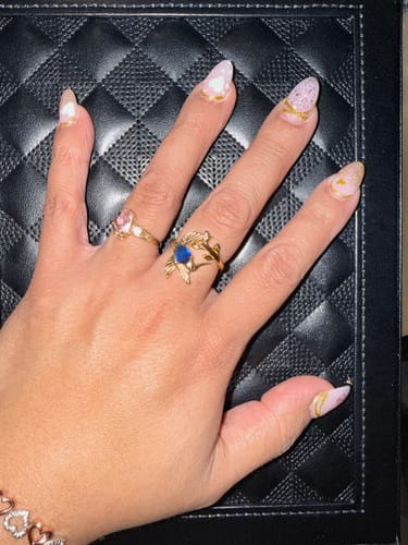 Customer photo review of Personalized Memorial Hummingbird Leaf Ring - Those we love don't go away they fly beside us every day