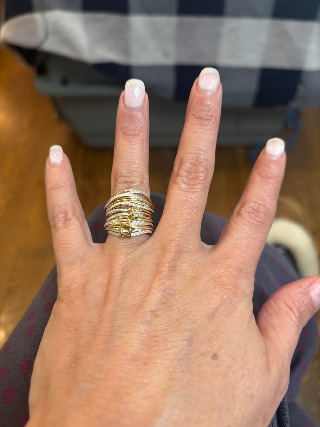 Customer photo review of Symbol Gold & Silver Star of David Wavy Ring