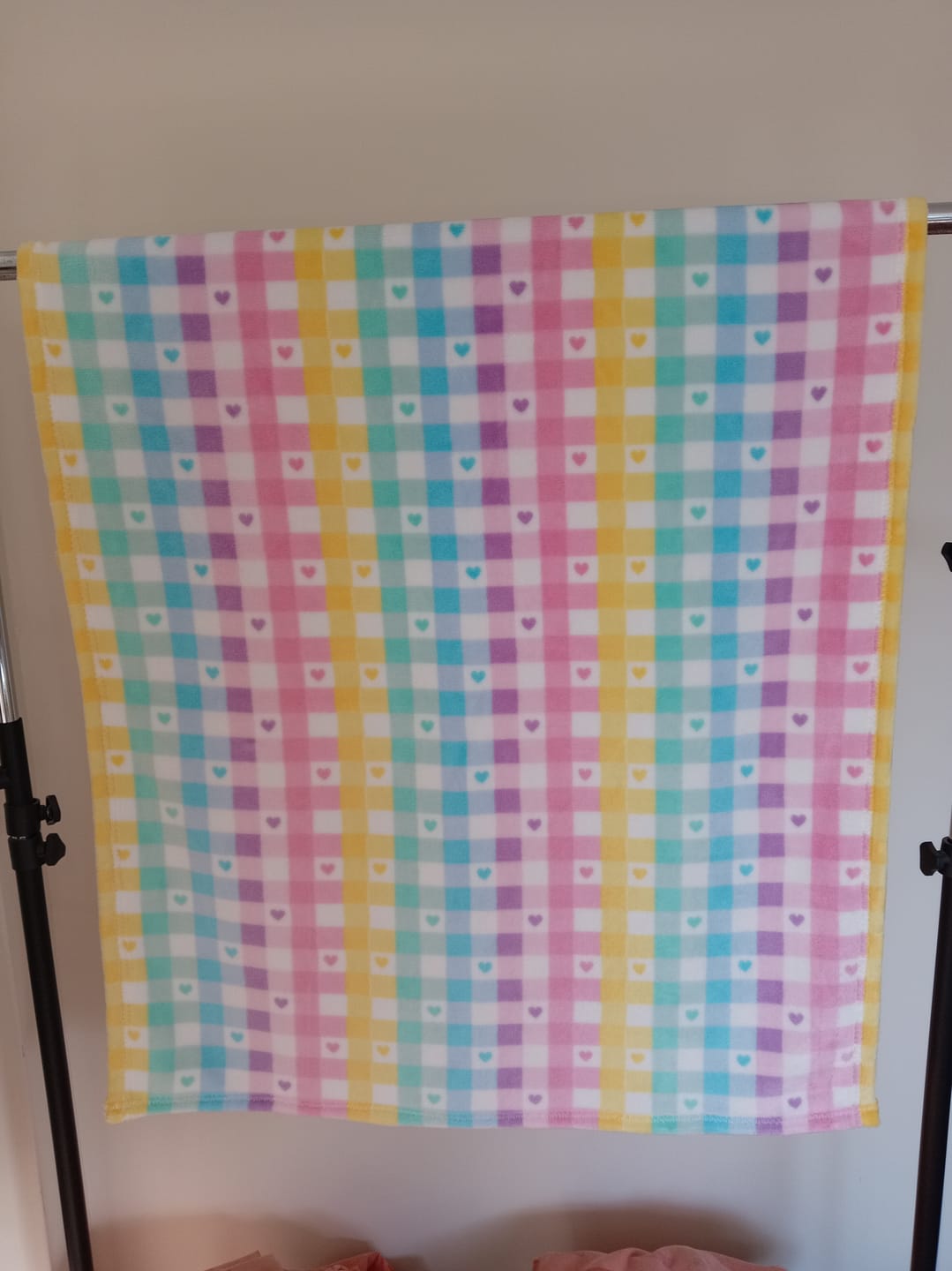 Customer photo review of Happy Hearts Check Cuddle Fleece Fabric
