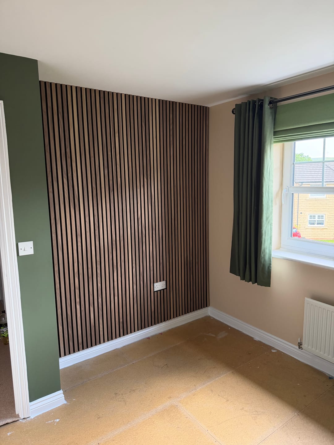 Customer photo review of SlatWall Acoustic American Walnut Slatted Wall Panel