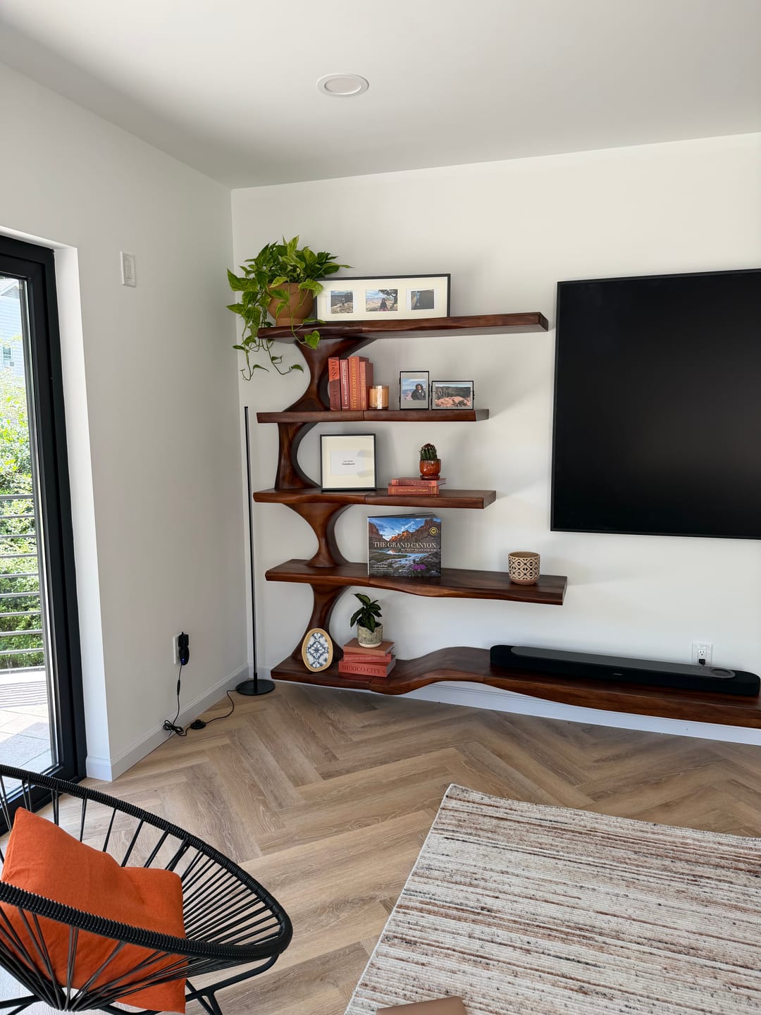 Customer photo review of Organic Natural Wood TV Shelf For Living Space
