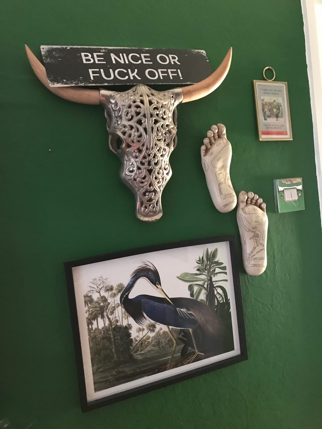 Customer photo review of Metal Wall Sign - Be Nice Or Fuck Off - 16 x 4 inch