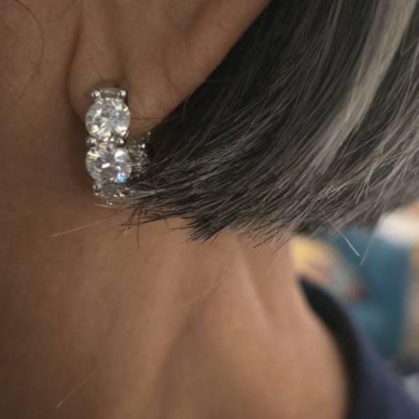 Customer photo review of Clara Oversized 8.00 CTW Moissanite Hoops