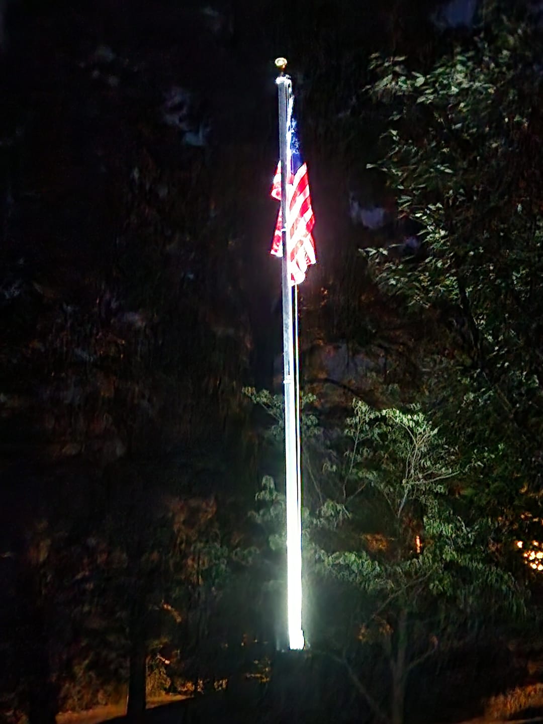 Customer photo review of Solar Powered Flagpole Triple Uplight - For Flagpoles up to 60ft Tall