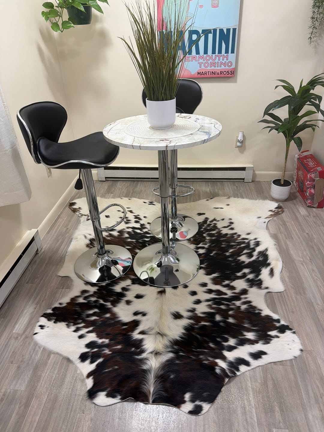 Customer photo review of SUPER SALE Salt & Pepper Natural Brown Cowhide Rug - Medium 6'2"H x 6'0"W