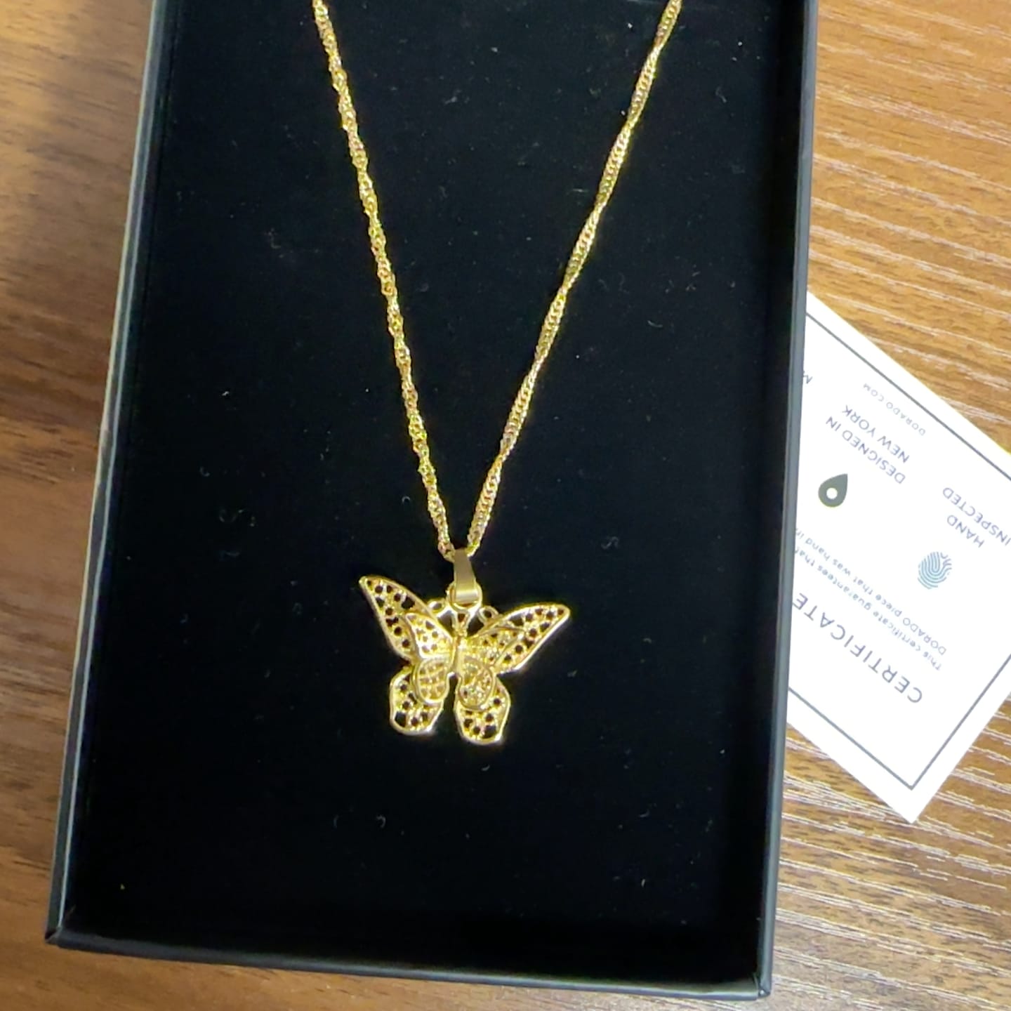 Customer photo review of Butterfly Pendant Necklace